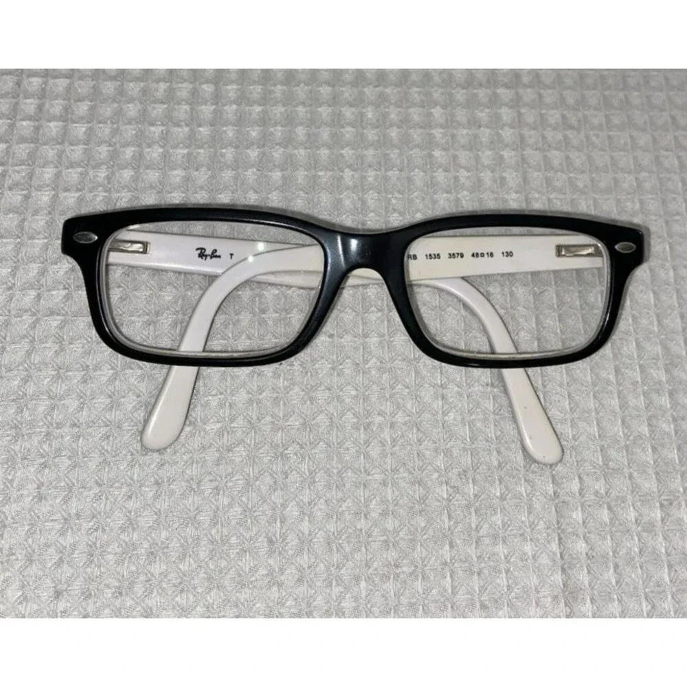 Ray Ban Junior Kids Eyeglasses Frames RB 1535 3579 Black White 48-16-130 Glasses